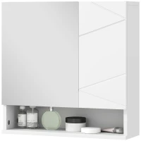 kleankin Armoire murale miroir de salle de bain placard de rangement 2 portes 55 x 17 x 55 cm blanc(m-12)