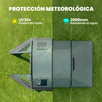 Outsunny Tienda de Campaña para 3 Personas Impermeable PU2000 mm Protección UV30+ con Bolsa de Transporte 475x264x172 cm Verde(m-4)