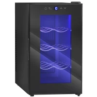 HOMCOM Cave à vin 8 bouteilles 21L, réfrigérateur à vin et boissons avec température réglable 8-18°C, porte en verre, noir(m-1)