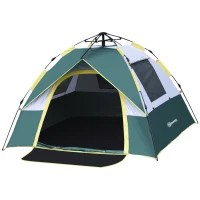 Outsunny tent voor 3-4 personen, kampeertent met haringen, koepeltent, polyester, groen(m-11)