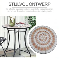Outsunny Tuintafel mozaiektafel balkontafel rond tuinmeubelen tafel mozaïek terras(m-5)