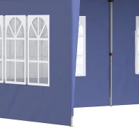Outsunny Opklapbare tuinpaviljoen van 6 x 3 m, halfopen, verwijderbare zijwanden, grote ramen, draagtas, stalen frame, blauw(m-13)