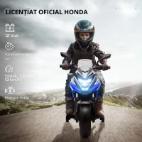 AIYAPLAY Motocicletă electrică pentru copii ride-on HONDA 3-6 ani cu muzică, faruri albastru(m-6)