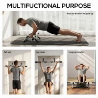 HOMCOM Doorway Pull up Bar, Door Frame Chin up Push up Bar for Home Gym Upper Body Workout, No Drilling or Screws, Grey(m-4)