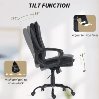 HOMCOM Fotel kierowniczy z podwójnym tapicerowaniem, krzesło biurowe z tkaniny, regulowane, z podłokietnikami, czarny(m-6)