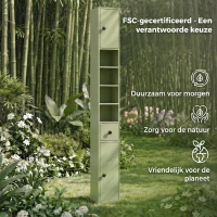 kleankin Smalle badkamerkast met lade en 4 open vakken voor kleine ruimtes 20 x 20 x 180 cm Groen(m-8)