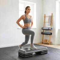 SPORTNOW Adjustable Fitness Stepper, with Non-Slip Surface, for Home, Gym, Office Workout, Grey(m-2)