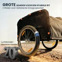 SPORTNOW Fietskar 170 Liter met Koppeling, Afdekhoes, 51 cm Snelspanwielen, Luchtbanden, tot 40 kg(m-5)