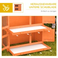 PawHut dwergkonijnenhok dubbellaags 90cm x 45cm x 90cm weerbestendig dennenhout(m-4)