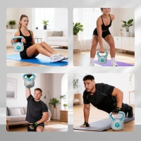 SPORTNOW Pesa Rusa 10 kg Revestimiento de PU y Relleno de Arena para Entrenamiento de Fuerza 22x16x26 cm Azul y Gris(m-7)