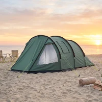 Outsunny Campingzelt für 3 Personen, zwei Innenräume, Netzfenster, grün, 4,75 x 2,64 x 1,72 m(m-9)