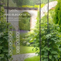 Outsunny tuinboog, rankraster, plantenboog, trellis, tuin, gewelfd dak, metaal, zwart 114 x 30 x 230 cm(m-6)