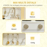 AIYAPLAY Bucătărie de jucărie din lemn cu sunet, cu accesorii din oțel inoxidabil, legume de tăiat, auriu(m-4)