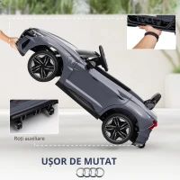 HOMCOM Automobil electric pentru copii cu telecomandă, centură de siguranță, claxon, muzică, faruri, până la 5 km/h, 3-5 ani, Gri(m-8)