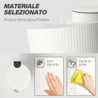 HOMCOM Cestino Spazzatura da 30L con Coperchio a Chiusura Morbida in Metallo e PP, Crema(m-6)