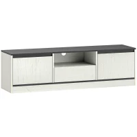 HOMCOM Mueble TV hasta 152 cm con 2 Armarios Estante Abierto y Cajón 140x35x40 cm Negro y Blanco(m-1)