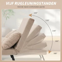 HOMCOM Relaxstoel Ligstoel Fluweelstoel, Ligfunctie, Fluweeloptiek, 63 cm x 73 cm x 81 cm, Beige(m-5)