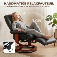 HOMCOM TV fauteuil verstelbare fauteuil kunstleder 360 ° draaistoel, kantelbare houten voet(m-4)