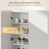 HOMCOM Meuble à chaussures 20 paires armoire à chaussures à haute brillance 5 niveaux étagères réglables 72x34,5x103cm blanc(m-5)
