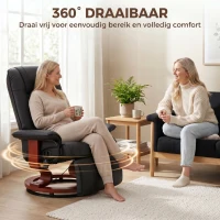 HOMCOM TV fauteuil verstelbare fauteuil kunstleder 360 ° draaistoel, kantelbare houten voet(m-5)