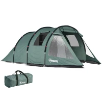 Outsunny Campingzelt für 3 Personen, zwei Innenräume, Netzfenster, grün, 4,75 x 2,64 x 1,72 m(m-12)