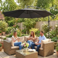 Outsunny 3m Overhanging Cantilever Parasol, with Cross Base - Grey(m-13)