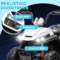 AIYAPLAY Quad Elettrico per Bambini 12V con 2 Motori, Sospensioni, Fari LED, MP3, 37-60 Mesi, Interno Esterno, Bianco(m-5)