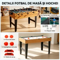 HOMCOM Masă Multifuncțională 4 în 1 cu Fotbal de Masă, Biliard, Tenis de Masă și Hochei, 107x61x84.5cm(m-10)