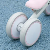 AIYAPLAY Bicicletă de echilibru pentru copii 4 roți șa reglabilă, ghidon ergonomic aliaj aluminiu PP, copii 1-3 ani - Gri Alb Roz(m-13)