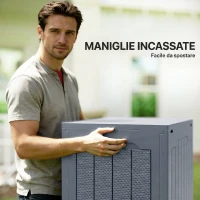 Outsunny Baule da Giardino Impermeabile con Maniglie, in PP, 56x41x50 cm, Grigio Chiaro(m-5)