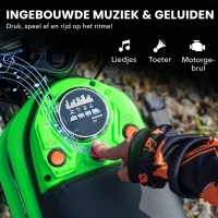 HOMCOM Elektrische Kindermotor, 24V motor, instelbare snelheid, muziek & lichten, Groen(m-8)
