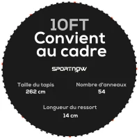 SPORTNOW Tapis de rechange pour trampoline tapis de saut de remplacement, compatible trampoline Ø 3 m et ressorts de 14 cm(m-1)