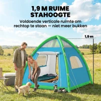 Outsunny Opblaasbare Tent 3 Personen Snelle Opzet Buitentent met Pomp Meshramen Afneembaar Dak(m-5)