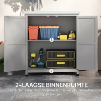 Outsunny Tuinkast, Buitenkast met Werkvlak, Gereedschapskast, Massief Hout, Staal, 79B x 43D x 92H cm, Grijs(m-6)
