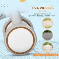 AIYAPLAY Bicicletă de echilibru pentru copii 4 roți șa reglabilă, ghidon ergonomic aliaj aluminiu, PP, copii 1-3 ani - Maro Alb(m-4)