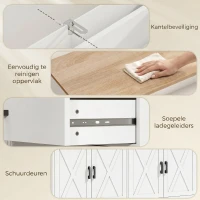HOMCOM Dressoir Buffetkast, 140 cm Farmhouse Keukenkast met 2 Lades en 2 Kasten, Wit(m-7)