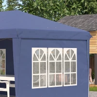 Outsunny Opklapbare tuinpaviljoen van 6 x 3 m, halfopen, verwijderbare zijwanden, grote ramen, draagtas, stalen frame, blauw(m-10)