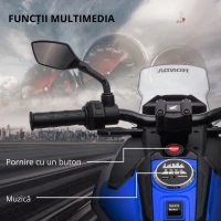 AIYAPLAY Motocicletă electrică pentru copii ride-on HONDA 3-6 ani cu muzică, faruri albastru(m-5)