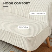 HOMCOM Tweezitsbank, Zachte Bekleding, Onderhoudsvriendelijk, Tot 150 kg Belastbaar, 117 x 56,5 x 77 cm, Crème Wit(m-4)
