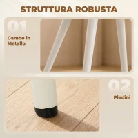 HOMCOM Set 2 Sedie da Pranzo in Velluto, Seduta Imbottita, Bianco(m-6)