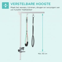 PawHut Huisdierverzorgingstafel Verzorgingstafel voor huisdieren, verstelbaar in hoogte, 36 x 8 x 74 cm, Zilver(m-5)