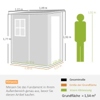Outsunny Tuinschuur Metaal, Aluminium, Ruime Tuinschuur Met Slot, Ventilatie En Daglicht, 122x149x192/177 Cm, Grijs(m-3)