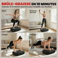 SPORTNOW Plateforme Vibrante Fitness Appareil de Musculation 200W Plaque Vibrante 120 Vitesse 5 Programmes Perte de Poids Noir(m-6)