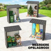 Outsunny Tuinschuur Gereedschapsschuur, afsluitbare deur, weerbestendig, incl. schappen, 161,5 cm x 94,5 cm x 196 cm, Zwart(m-7)