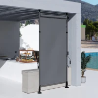 Outsunny Verstelbare Freestanding Zonnescherm zonder Boren - Aluminium Frame - 1,5 x 2,2-3,1 m - Donkergrijs(m-10)