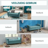 HOMCOM Vintage-design zitbank, zitbank met opbergruimte, fluweel-look, groen(m-6)