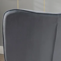 HOMCOM Fauteuil avec repose-pied, fauteuil salon capitonné avec dossier haut, pieds en acier doré et tissu velours, gris foncé(m-9)