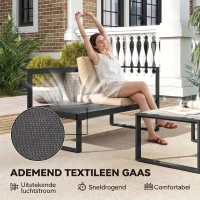 Outsunny 4-delige tuinmeubelset, sofaset met 2 tweezitsbanken, stoel zonder armleuningen en salontafel, voor balkon, khaki(m-5)