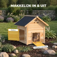 PawHut Eendenhok eendenstal klein dierenhok, weerbestendig, 2 ingangen, 2 hellingen, 78 x 90 x 92 cm, 'Naturel + Zwart'(m-5)