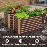 Outsunny Hoogbed set van 2, plantenbak, extra diep, metaal, 120 x 60 x 60 cm Bruin(m-8)